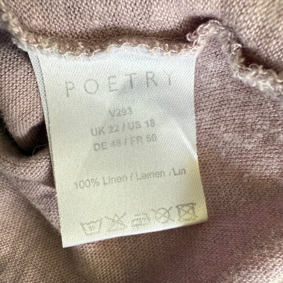 Poetry 100% Linen Lagenlook Oversized Swing Scoopneck Lilac Shirt Top size 18 - Picture 5 of 7